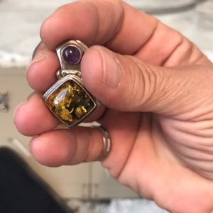 Butterscotch and amethyst pendant